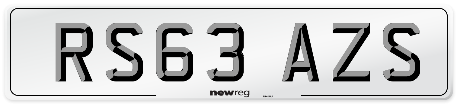 RS63 AZS Number Plate from New Reg